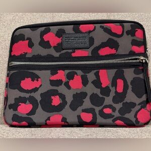 Marc Jacobs Leopard Laptop Sleeve Fits 11–13” Black Fuchsia